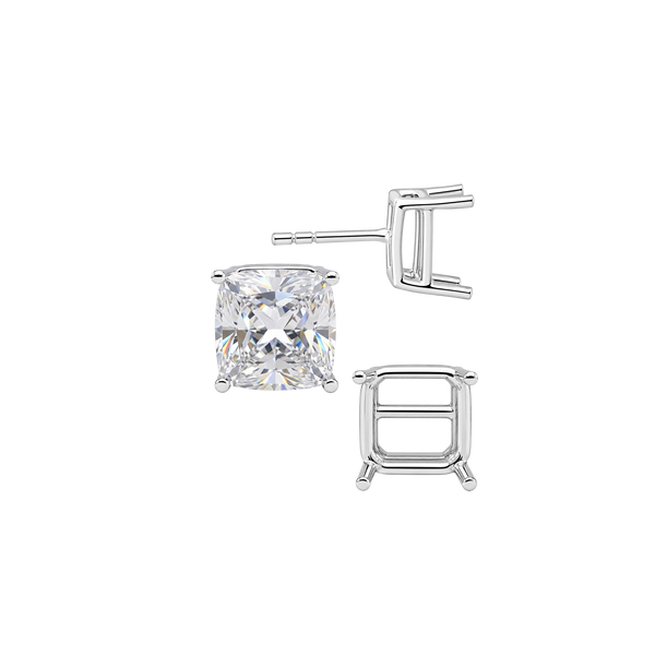 Square Four Prong Basket Earrings with Push Post