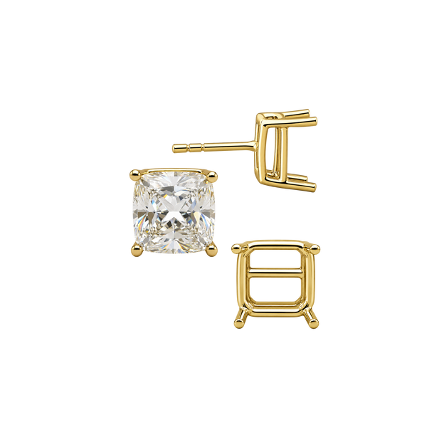 Square Four Prong Basket Earrings with Push Post