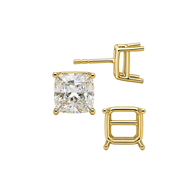 Square Four Prong Basket Earrings with Push Post