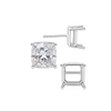 Square Four Prong Basket Earrings with Push Post