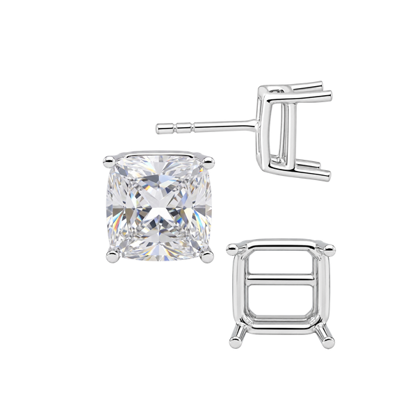 Square Four Prong Basket Earrings with Push Post