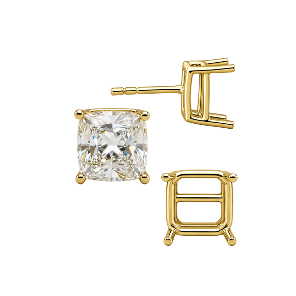Square Four Prong Basket Earrings with Push Post