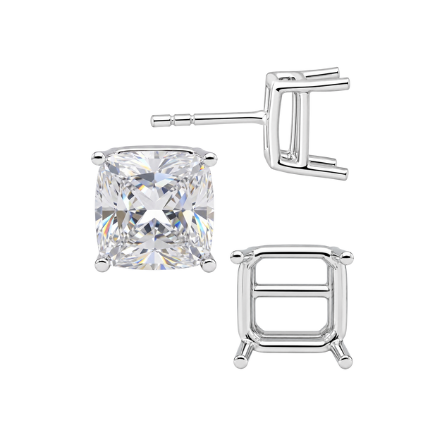 Square Four Prong Basket Earrings with Push Post
