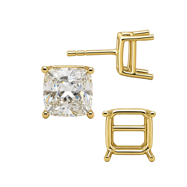 Square Four Prong Basket Earrings with Push Post