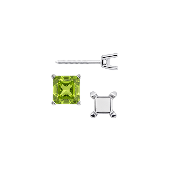 Square Four Prong Earrings with Flat Side Wire with Screw Post
