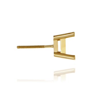 14K Gold, 18K Gold, Platinum ITI NYC Square Four Prong Earrings with Flat Side Wire