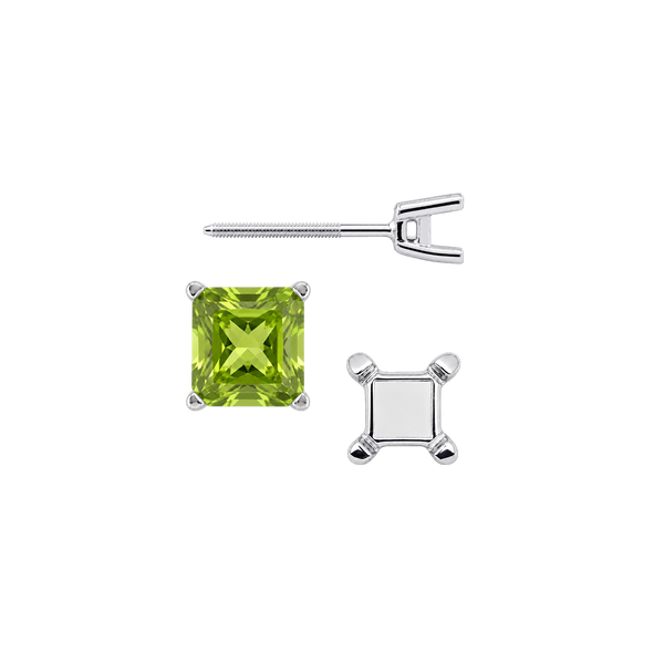 Square Four Prong Earrings with Flat Side Wire with Screw Post