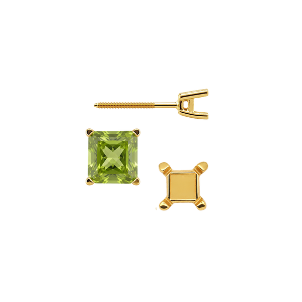 Square Four Prong Earrings with Flat Side Wire with Screw Post