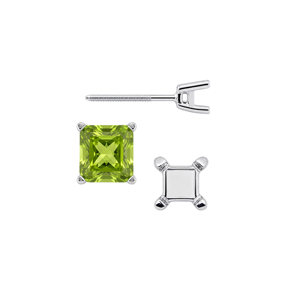 Square Four Prong Earrings with Flat Side Wire with Screw Post