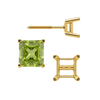 Square Four Prong Earrings with Flat Side Wire with Screw Post