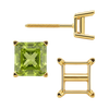 Square Four Prong Earrings with Flat Side Wire with Screw Post
