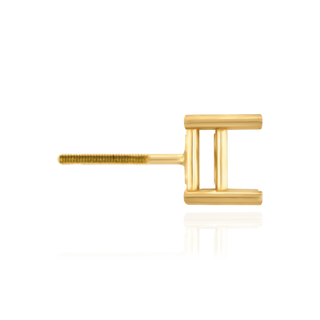14K Gold Square Four Prong Basket Earrings with Screwback