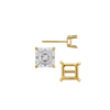 Square Four Prong Basket Earrings with Screw Post