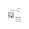 Square Four Prong Basket Earrings with Screw Post