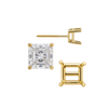 Square Four Prong Basket Earrings with Screw Post