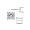 Square Four Prong Basket Earrings with Screw Post