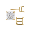 Square Four Prong Basket Earrings with Screw Post