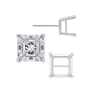 Square Four Prong Basket Earrings with Screw Post