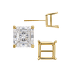Square Four Prong Basket Earrings with Screw Post