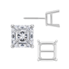 Square Four Prong Basket Earrings with Screw Post