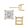 Square Four Prong Basket Earrings with Screw Post