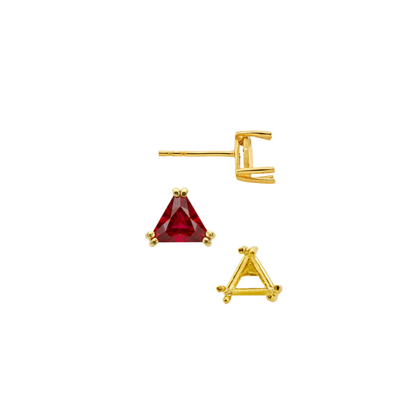 Triangle Double Prong Earrings with Push Post