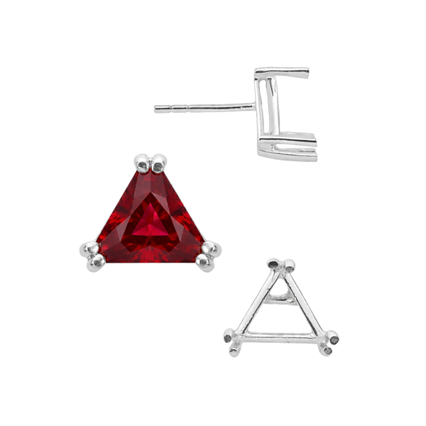 Triangle Double Prong Earrings with Push Post