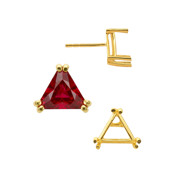 Triangle Double Prong Earrings with Push Post