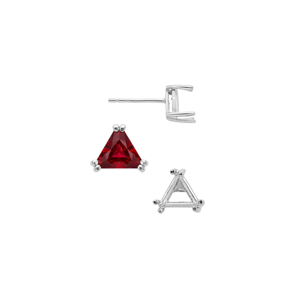 Triangle Double Prong Earrings with Push Post