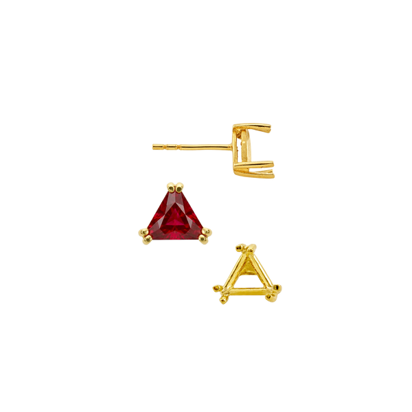 Triangle Double Prong Earrings with Push Post