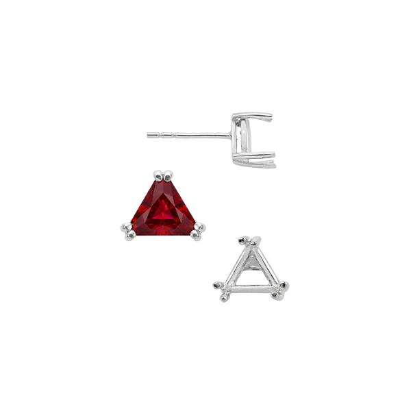 Triangle Double Prong Earrings with Push Post