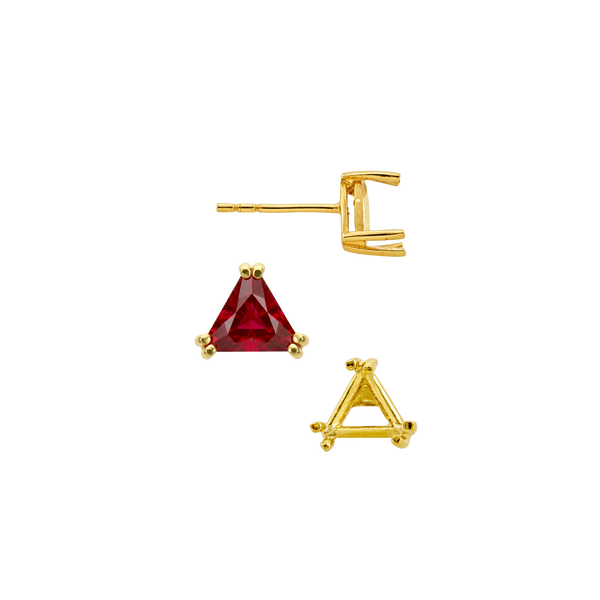 Triangle Double Prong Earrings with Push Post