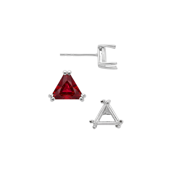 Triangle Double Prong Earrings with Push Post