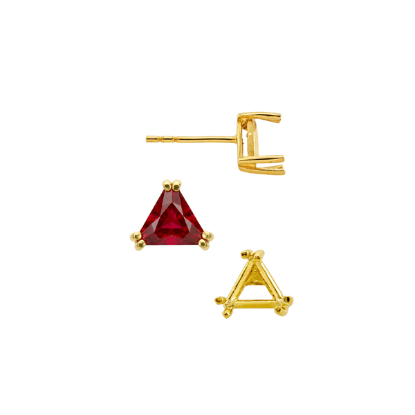 Triangle Double Prong Earrings with Push Post