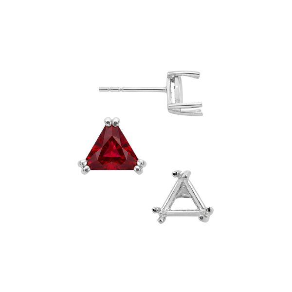 Triangle Double Prong Earrings with Push Post