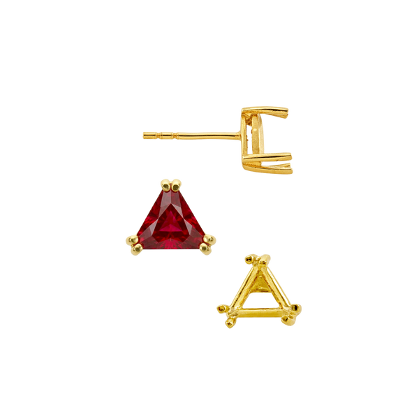 Triangle Double Prong Earrings with Push Post