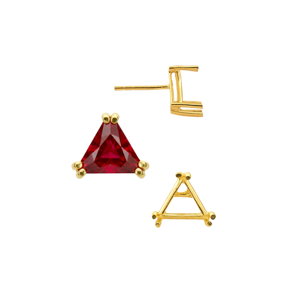Triangle Double Prong Earrings with Push Post