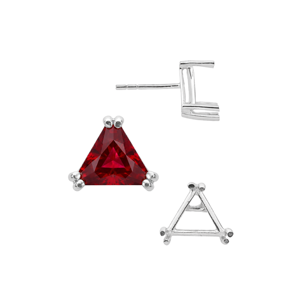 Triangle Double Prong Earrings with Push Post