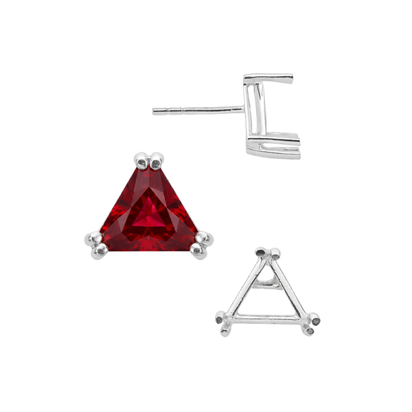 Triangle Double Prong Earrings with Push Post