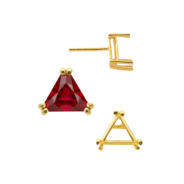 Triangle Double Prong Earrings with Push Post