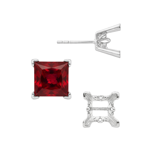 Square V-End Filigree Earrings with Push Post