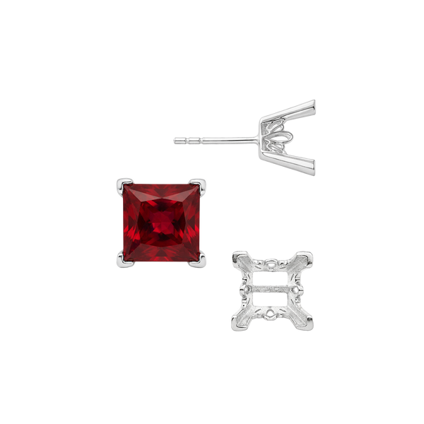 Square V-End Filigree Earrings with Push Post