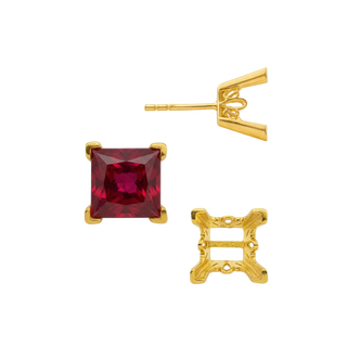 Square V-End Filigree Earrings with Push Post