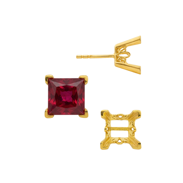 Square V-End Filigree Earrings with Push Post
