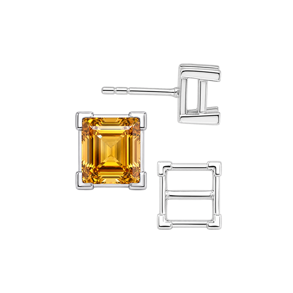 Square V-End Basket Earrings with Push Post