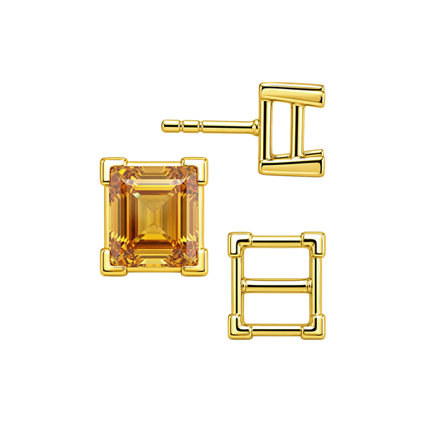Square V-End Basket Earrings with Push Post