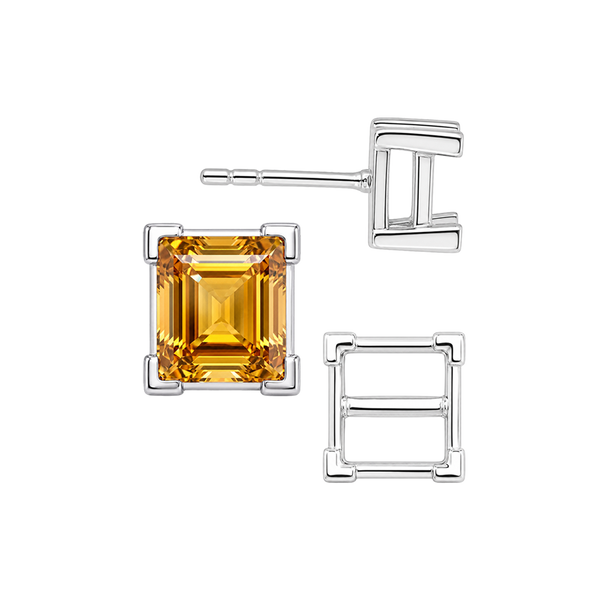Square V-End Basket Earrings with Push Post