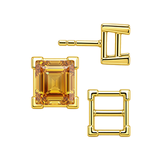 Square V-End Basket Earrings with Push Post