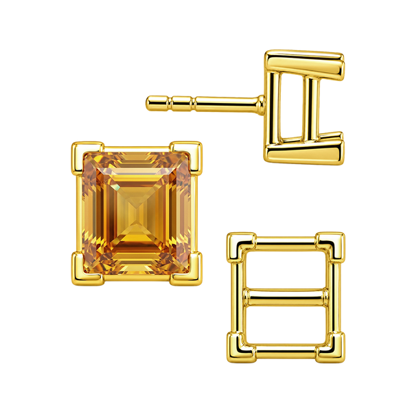 Square V-End Basket Earrings with Push Post