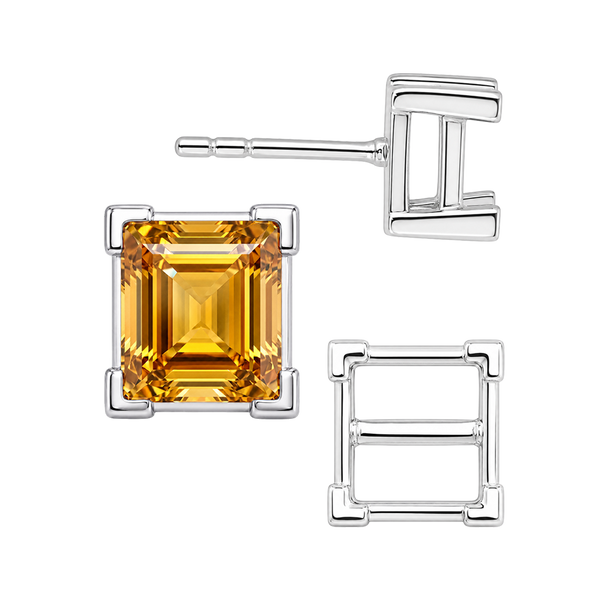Square V-End Basket Earrings with Push Post
